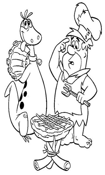 kolorowanka Fred Flinstone i Dino z bajki Flinstonowie malowanka do wydruku z bajki dla dzieci, do pokolorowania kredkami i wydrukowania, obrazek nr 26